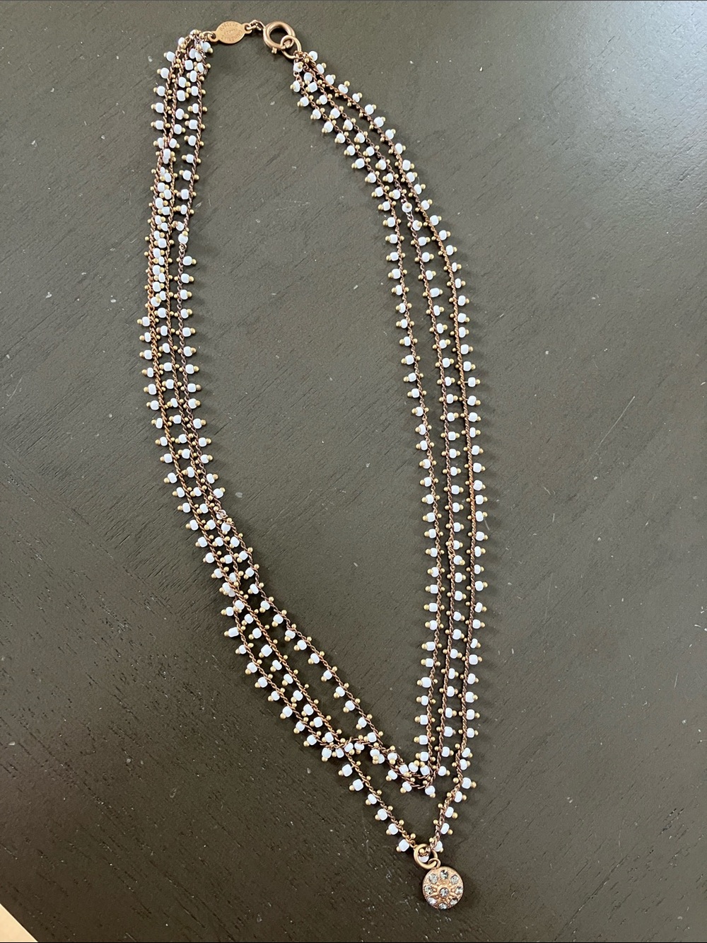 Catherine Popesco France gold tone white beaded Layered Necklace